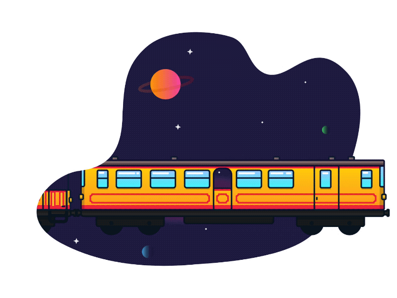 Space Yellow Train 2d animation farwest france gradient illustration minimal occitanie pyrénées sncf train