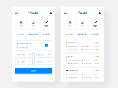 Ghurbo Apps _ Search flight page air booking box flight ios search ticket travel ui