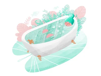 Bath time art bath bubbles design digitalart illustration mood print relax water