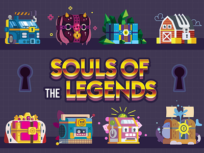 «Souls of the Legends» — Magic Chests Design project characterdesign chest colorfulart flat flatimage gameart gamedesign illustrator rule89 soulsofthelegends vectorart vectorillustration