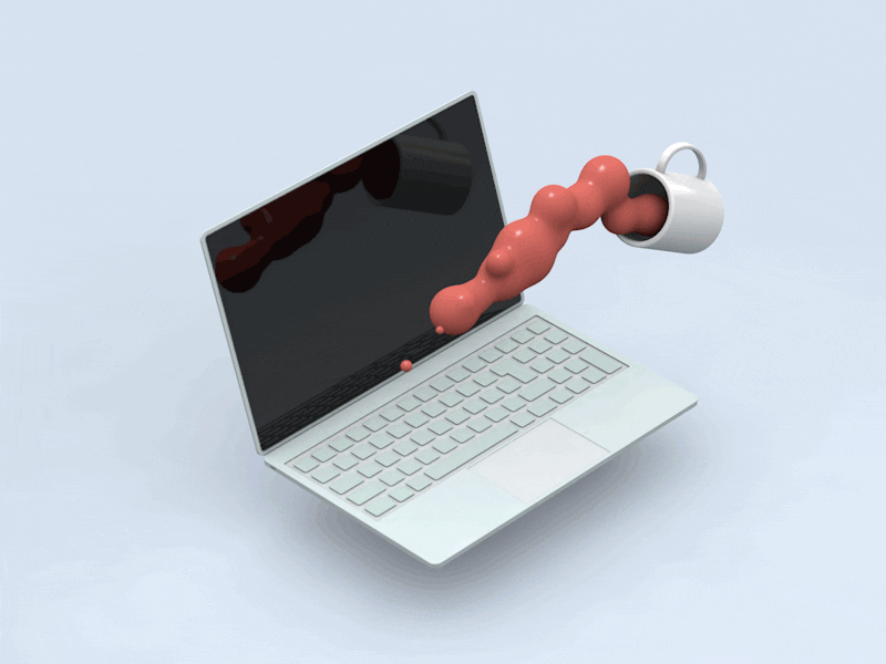 Zero Gravity 3d blue cinema4d cup laptop red water