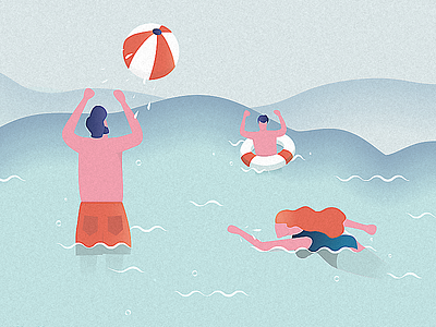 Summer Family Time characters colourful design family graphic illustration people poster summer vector