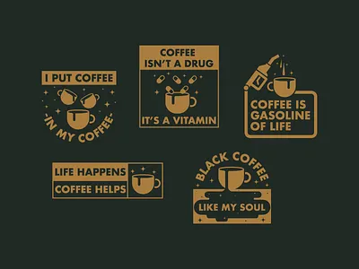 COFFEE BADGES badge badges coffee drug fuel gasoline monday rain soul vitamin