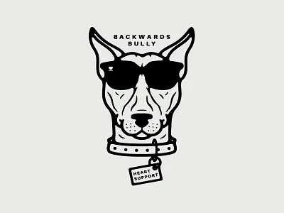 Backwards Bully - Heart Support art branding bullterrier logo design dog heartsupport illustration
