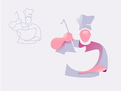 Chief chief cook cooking gradient illustration illustrations line shadow