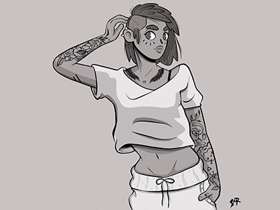 gray girl tattoo 2 girl gray illustration nice procreate tattoo