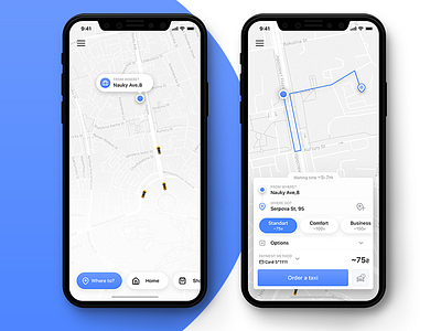 Taxi App app clean ios 11 iphone x taxi ui ux