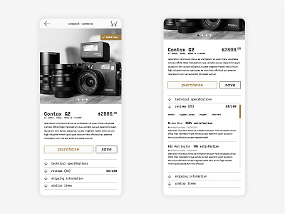 (almost) daily ui #12: e-commerce shop camera contax daily ui daily ui12 ui user interface