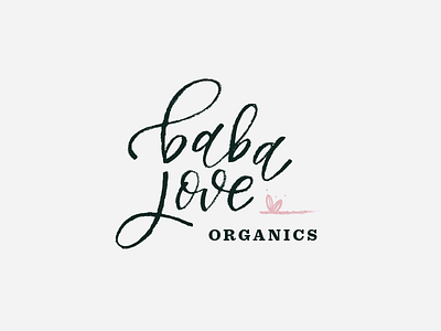 baba love skin care logo baba brushletter flower handlettered heart lettering logo logotype organic scriptletter skincare