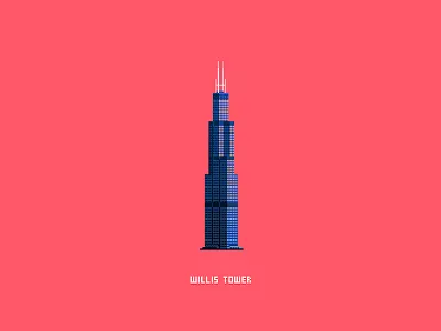 Willis Tower 8 bit 8 bit art chicago illustration photoshop pixel pixel art pixels