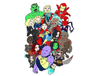 Avengers: Infinity War Medley adobe avengers comics digital illustration illustrator infinity war ironman marvel photoshop spiderman