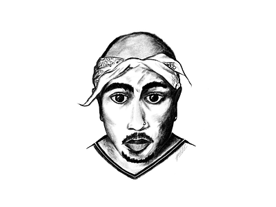 Tupac Shakur digital drawing illustration monochrome painting pencil portrait powerscripts sketch sketching