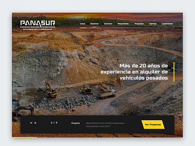 Panasur black construction design flat interface landing minimal site ui web yellow