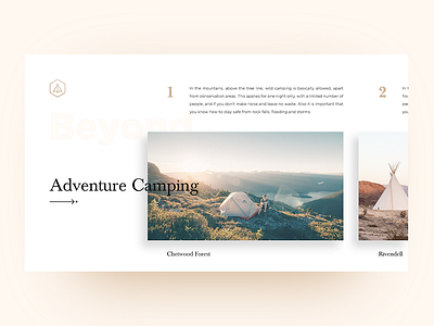 Camping Website COncept camp camping drop shadow landscape minimal ui ui design ux ux design web website