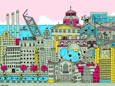 Providence city color digitalart lineart metropolis providence urban