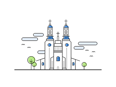 Line Stroke Church Illustration building church color flat icon illustration line shift stroke tower vector