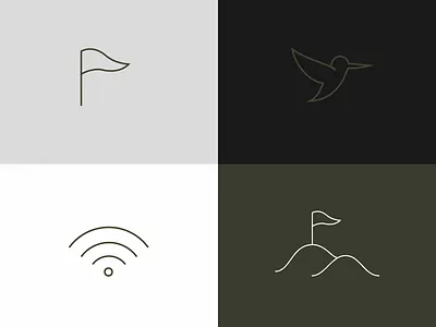Line icon set bird flag hill hummingbird icon illustration line logo mark simple wifi