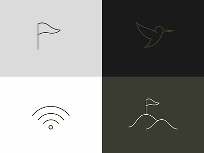 Line icon set bird flag hill hummingbird icon illustration line logo mark simple wifi