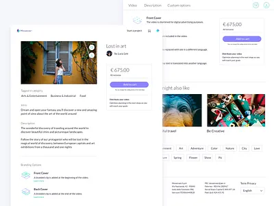 Video Page Mos component design desktop e commerce interface light ui ux video