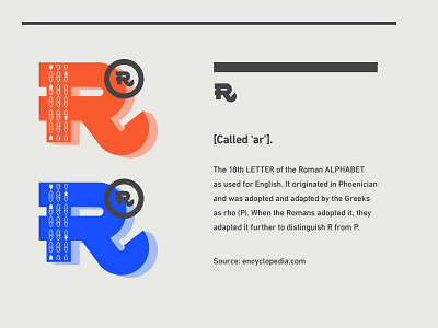 Letter R block blockprint cobalt hierarchy layout letterform line rules old school pattern r red type