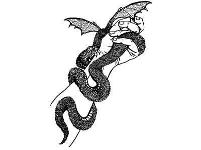 Strength black and white blackwork cpver art digital illustration dragon editorial fantasy illustration ink line art tarot tattoo