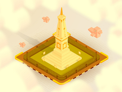 Tugu Yogyakarta dawn illustration isometric light morning sun tugu vector yogyakarta