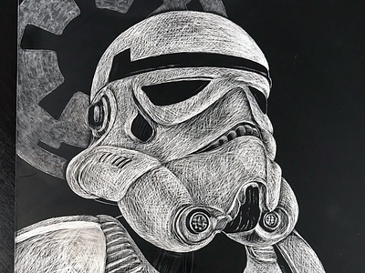 Stormtrooper Scratchboard Art blackandwhite scratchboard starwars stormtrooper