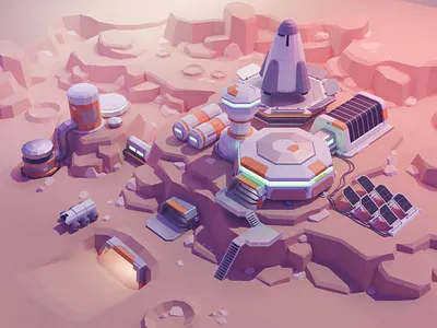 Off World Low Poly Tutorial 3d blender diorama illustration isometric lowpoly process render scifi space tutorial