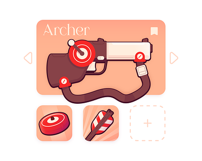 Archer arrow cartoon game gun illustration rpg vector weapon