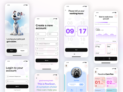 PetCare App UI – a clean, modern, and intuitive design. app cat dog illustration logo mobile app nramding pet pet ui petcare ui ux