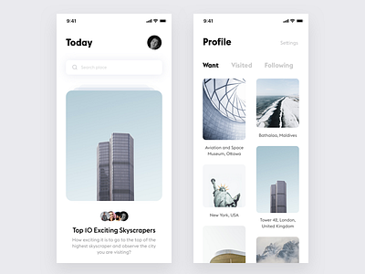 Travel app #2 app clean ios minimalistic mobile simple travel ui unsplash white