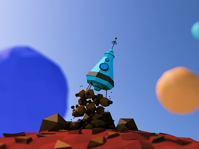 Moon Space Rocket: Cinema 4D 4d c4d cinema 4d low poly lowpoly modeling moon rendering rocket space