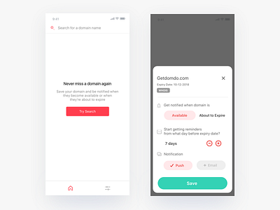 Domain Tracker App app domain ios mobile sketch ui ux