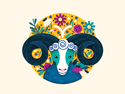 Aries aries horoscope icon design illustration textured zodiac