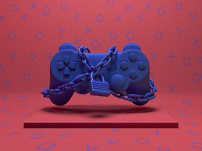 Game Over chain cinema 4d colourfull controller game over gamepad lock play station ps3