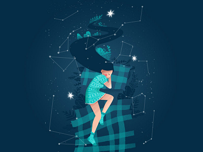 Dreams childrenillustration design digitalart dreams illustration imagination print sleepy stars