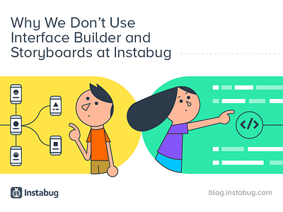 Interface Builder vs. Storyboards - Instabug app build coding editorial flow illustration interface mobile storyboard user vector yellow