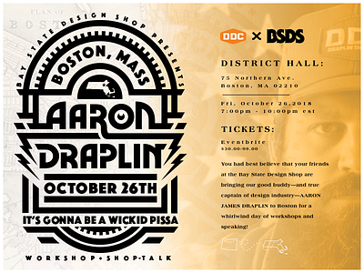 Draplin Event in Boston arron draplin bay state design shop boston bsds ddc district north event graphic new hampshire nick beaulieu typography wickid pissa