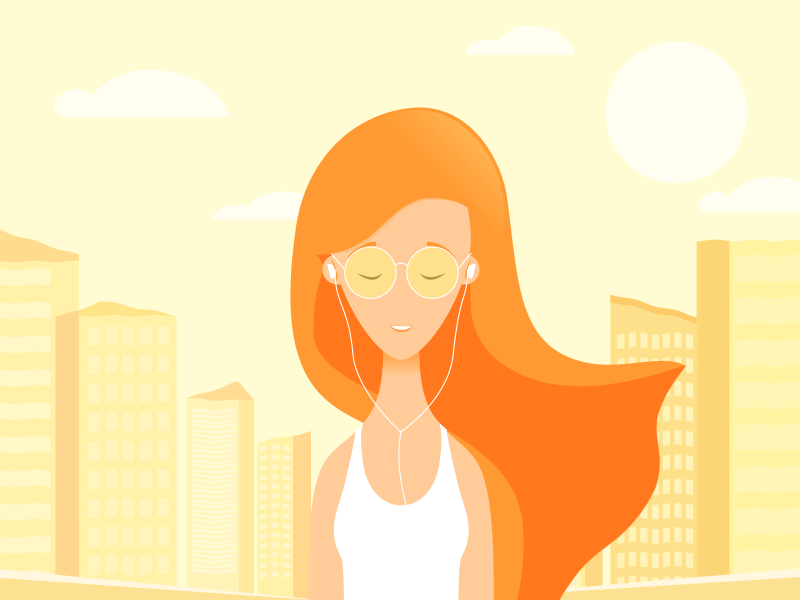 Music of Wind beauty character city gif girl music sound walking woman