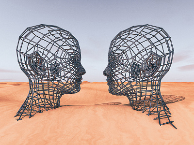 two faces. 3d 3dart abstract cgi circles colorful digitalart geometry render shapes sphere texture