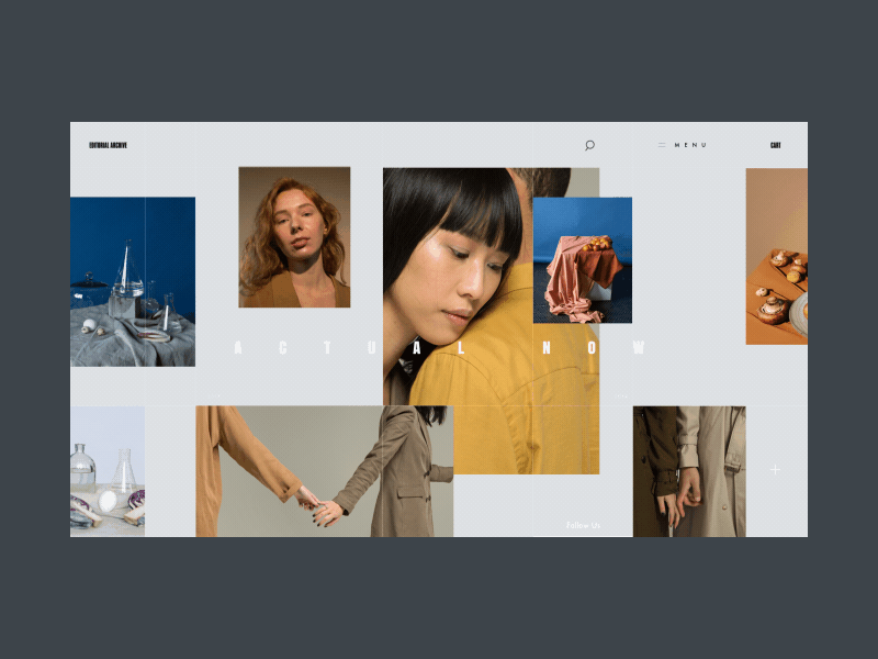 Editorial Archive Free AdobeXD UI Kit Homepage adobe adobepartner adobexd animation custom e commerce free grid homepage imagery models ui kit