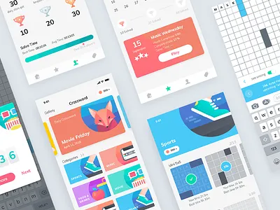 Crossword app category color crossword cuberto game graphics illustration interface sketch ui ux