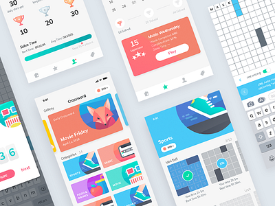 Crossword app category color crossword cuberto game graphics illustration interface sketch ui ux