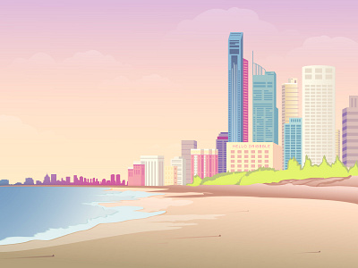 hello dribbble city illustration