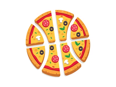 Pizza Basket basket cartoon cheese creative design flat funny game icon illustration italy mushrooms nba pizza playoff simple slice sweet tasty yummy