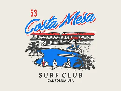 Design for Costa Mesa Surf Club, 2017 appreldesign branding design graphicdesign illust illustration lettering surfart surfing