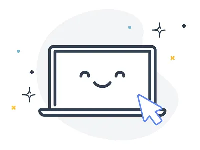 Happy Computer computer cute happy icon illustration kawaii laptop monoline spot illustration