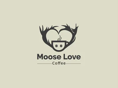 Moose love Coffee logo branding clean coffee dear logo mooselogo