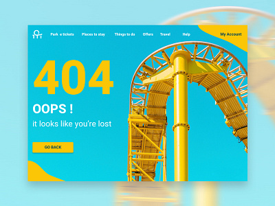 Amusement park 404 background e commerce flat fun interface photo rollercoaster ui ux web