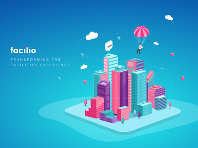 Facilio Launch Blog Illustration facilio facilitiesmanagement futureofbuildings illustration iot isometric launch launchblog smartbuildings